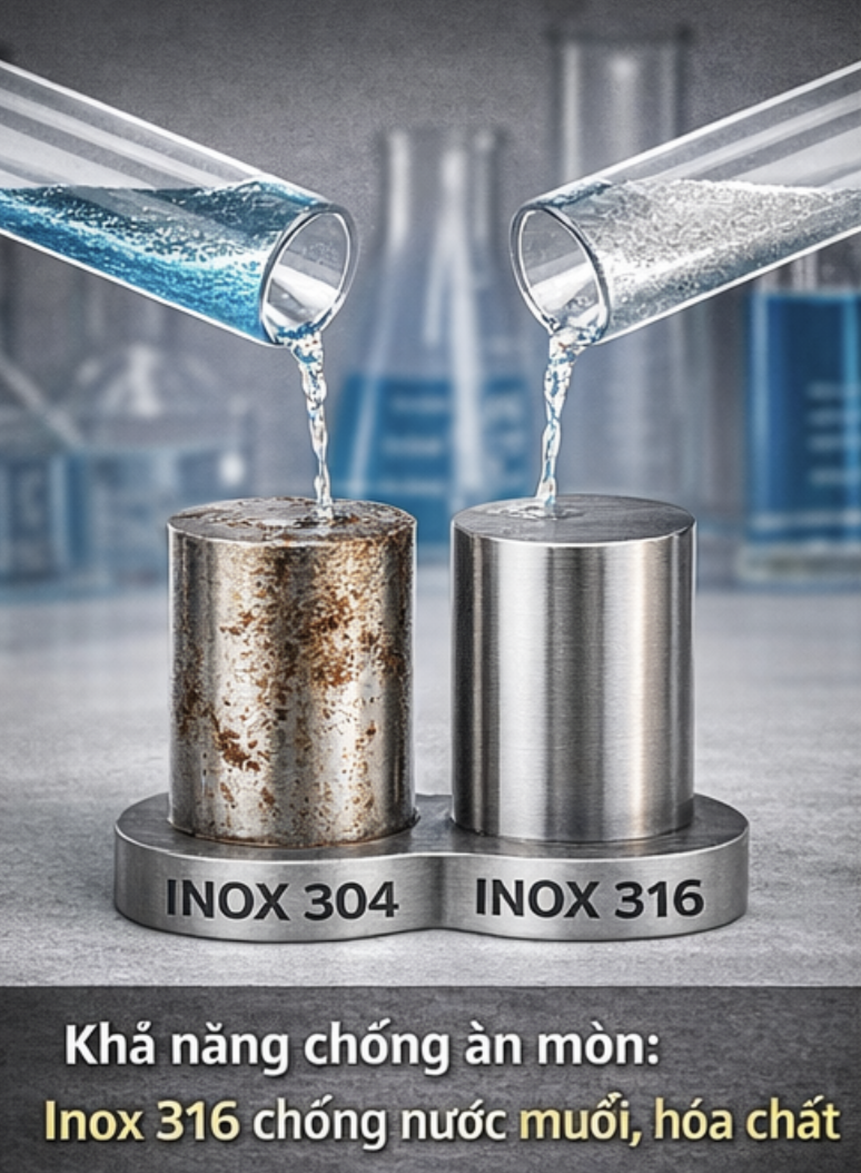 khả năng chống ăn mòn của inox 316