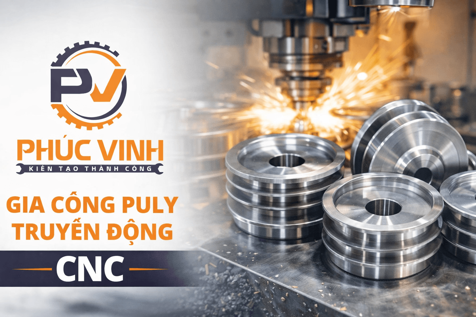 Gia công puly truyền động CNC tại xưởng cơ khí Phúc Vinh Bình Chán