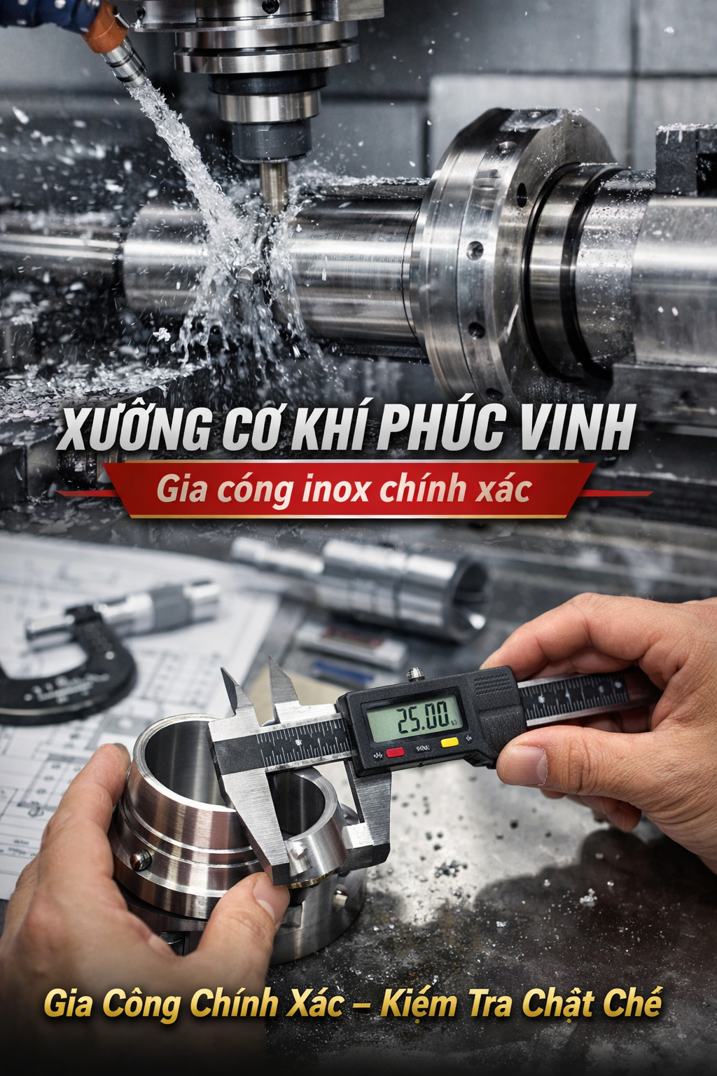 Gia công chính xác ở xưởng Phúc Vinh