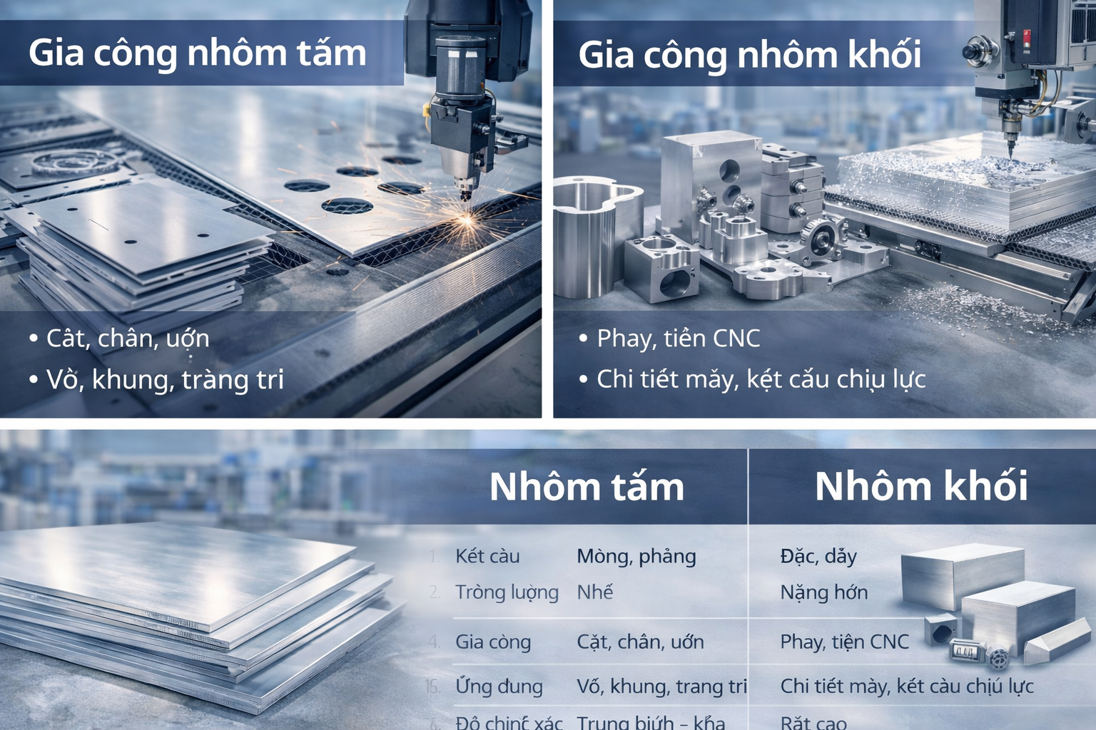 Gia công nhôm tấm và khối