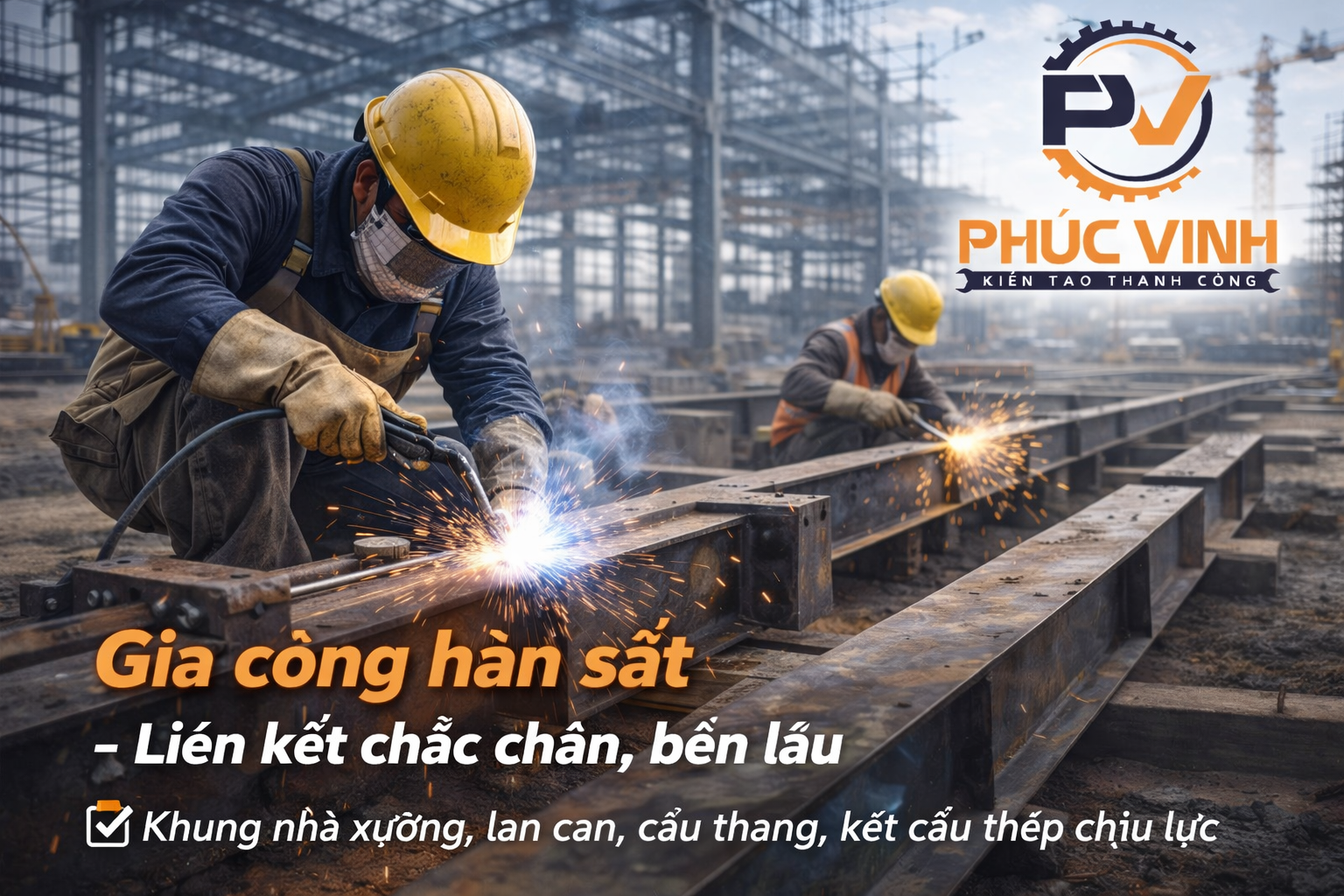 Công nhân hàn ở công trường