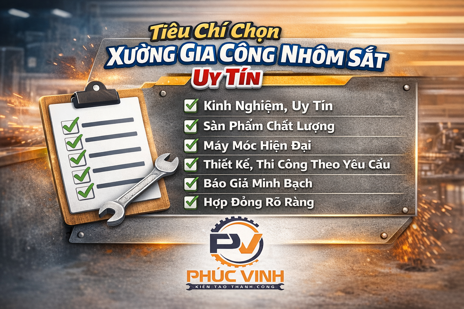 Tiêu chí chọn xưởng gia công nhôm sắt tại xưởng Phúc Vinh 