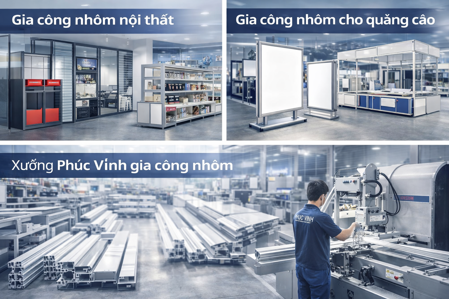 nhôm nội thất – khung quảng cáo – xưởng