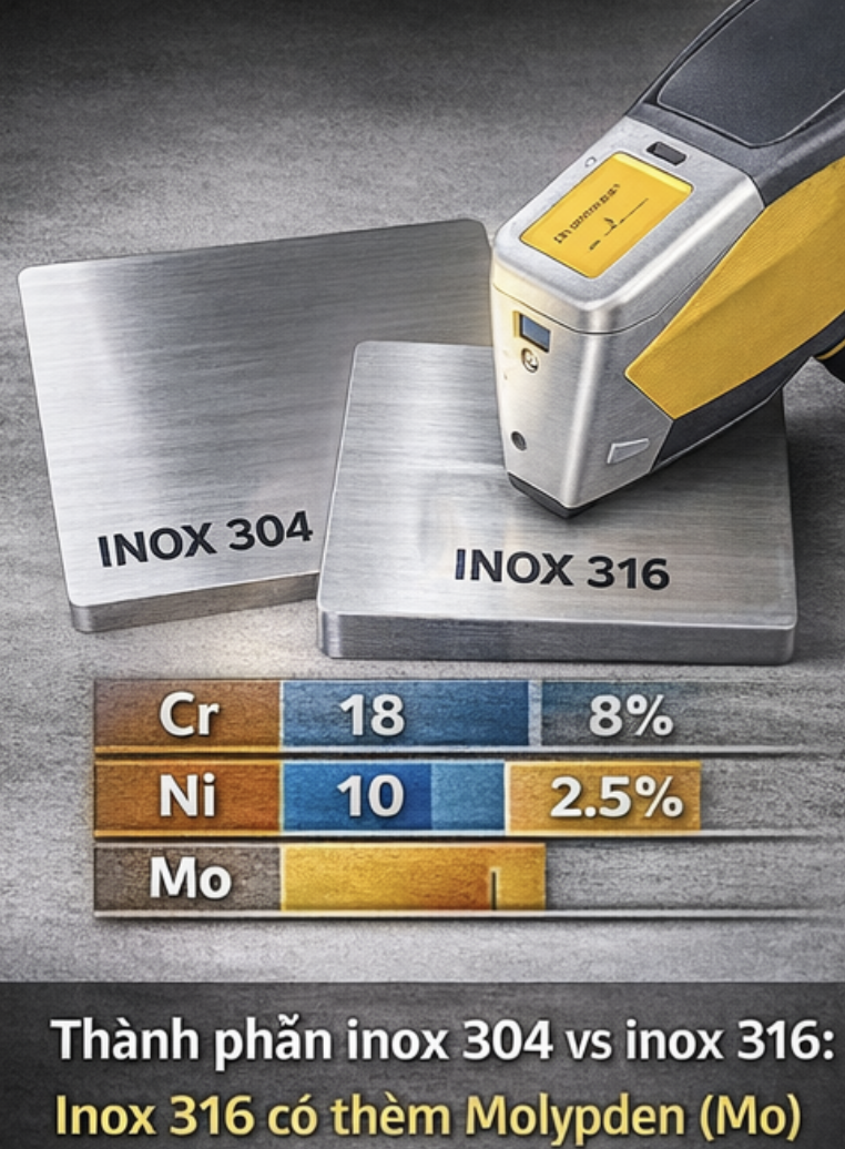 so sánh thành phần inox 304, inox 316